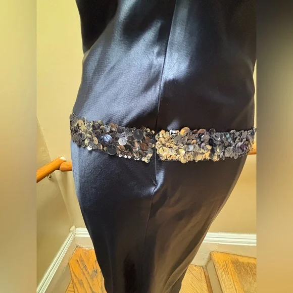 Elegant Navy Blue Vera Wang Halter Dress - Picture 4 of 7